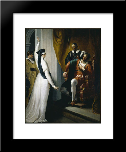 Isabella Appealing To Angelo 20x24 Black Modern Wood Framed Art Print Poster by Hamilton, William