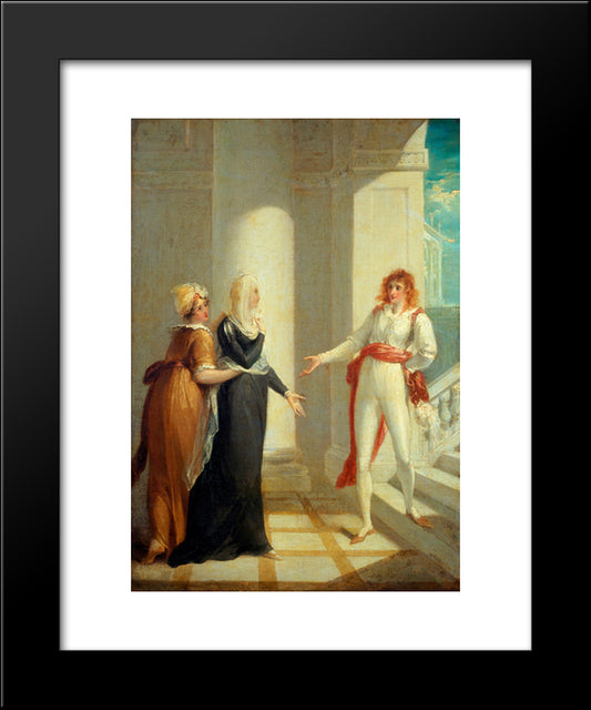 Maria, Olivia And Viola From 'Twelfth Night' By William Shakespeare 20x24 Black Modern Wood Framed Art Print Poster by Hamilton, William