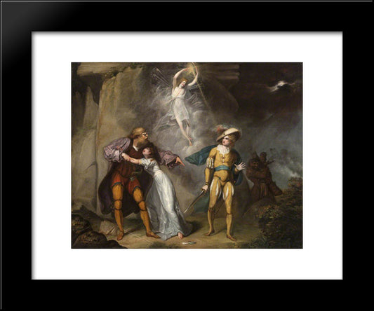 Scene From 'The Tempest' By William Shakespeare 20x24 Black Modern Wood Framed Art Print Poster by Hamilton, William