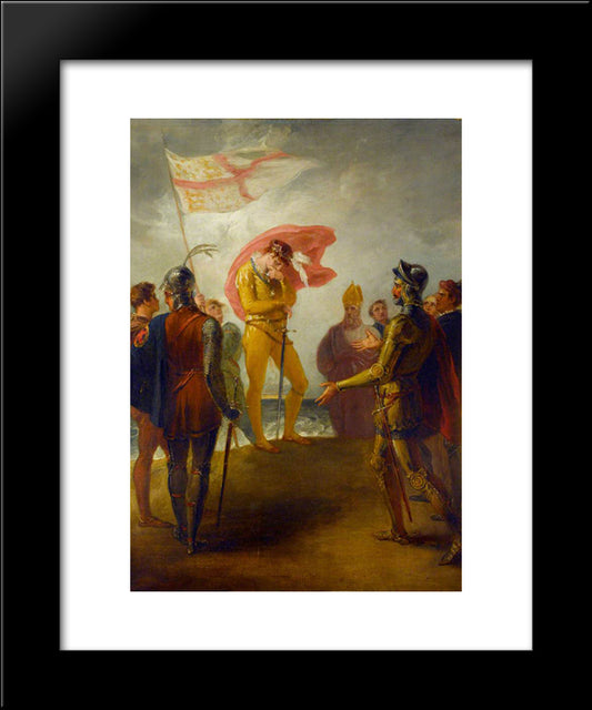 The Landing Of Richard Ii At Milford Haven 20x24 Black Modern Wood Framed Art Print Poster by Hamilton, William