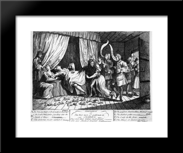 Mary Toft, Apparently Giving Birth To Rabbits 20x24 Black Modern Wood Framed Art Print Poster by Hogarth, William