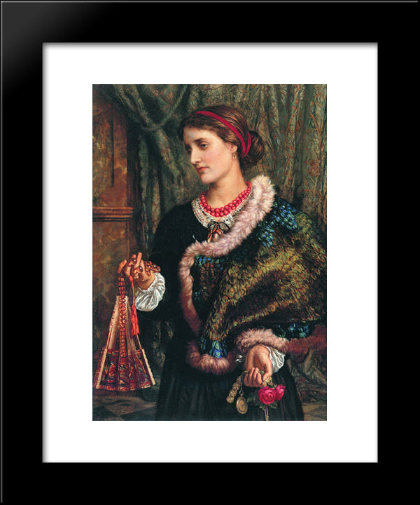 The Birthday (A Portrait Of The Artist'S Wife, Edith) 20x24 Black Modern Wood Framed Art Print Poster by Hunt, William Holman