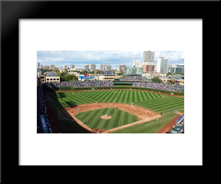 Wrigley Field 20x24 Black Modern Wood Framed Art Print Poster