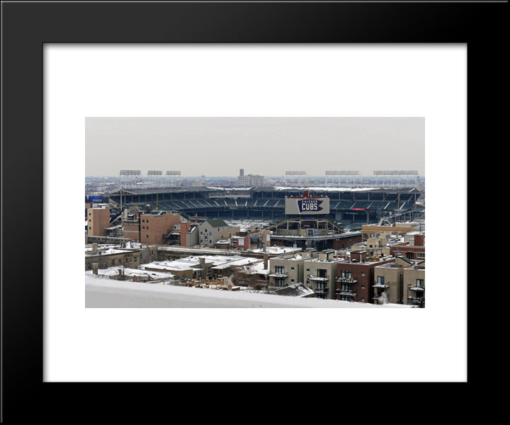 Wrigley Field In Winter 20x24 Black Modern Wood Framed Art Print Poster