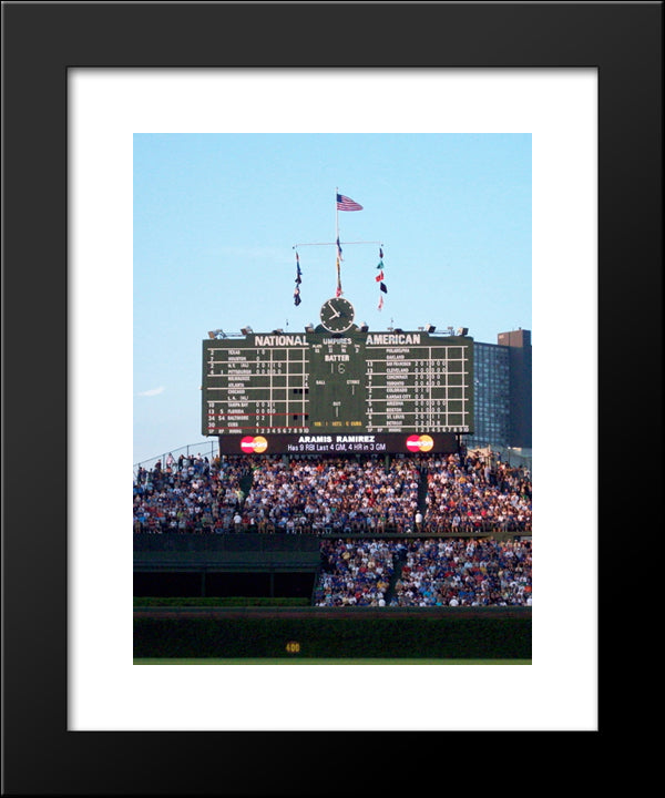 Wrigley Field Scoreboard 20x24 Black Modern Wood Framed Art Print Poster