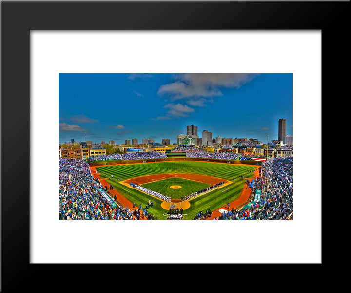 Wrigley Field 20x24 Black Modern Wood Framed Art Print Poster