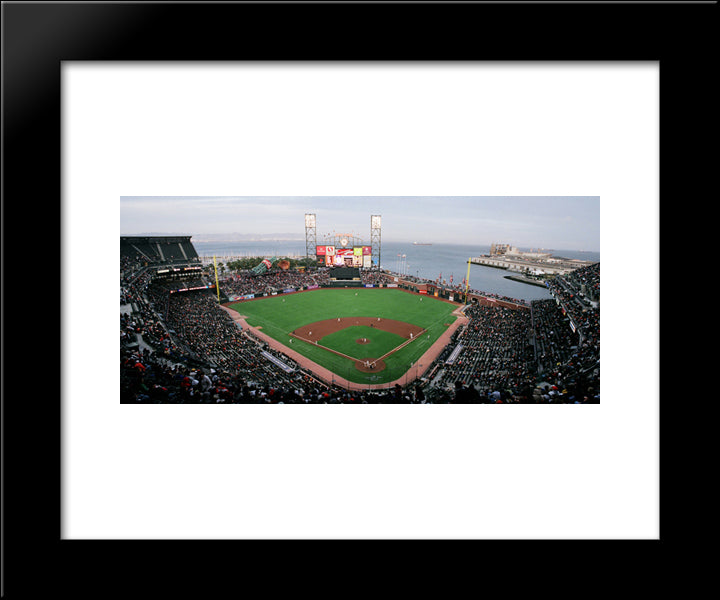 At&T Park 20x24 Black Modern Wood Framed Art Print Poster