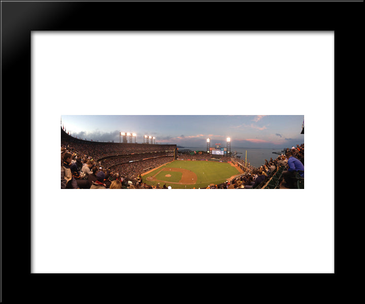 At&T Park 20x24 Black Modern Wood Framed Art Print Poster