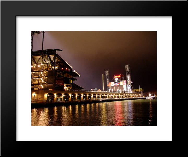 At&T Park 20x24 Black Modern Wood Framed Art Print Poster