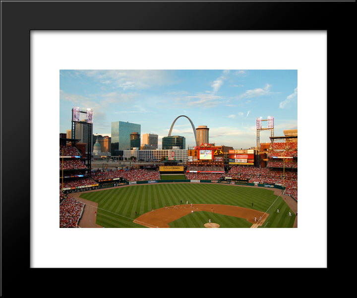 Busch Stadium 20x24 Black Modern Wood Framed Art Print Poster