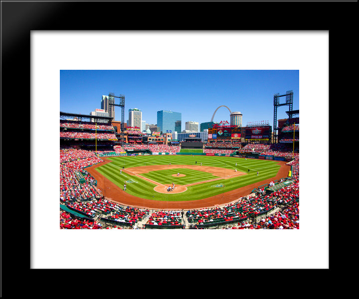 Busch Stadium 20x24 Black Modern Wood Framed Art Print Poster
