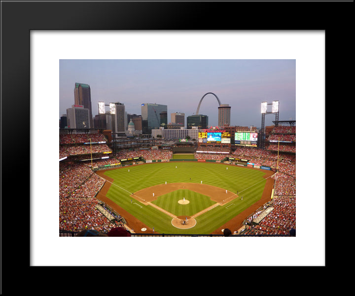 Busch Stadium 20x24 Black Modern Wood Framed Art Print Poster