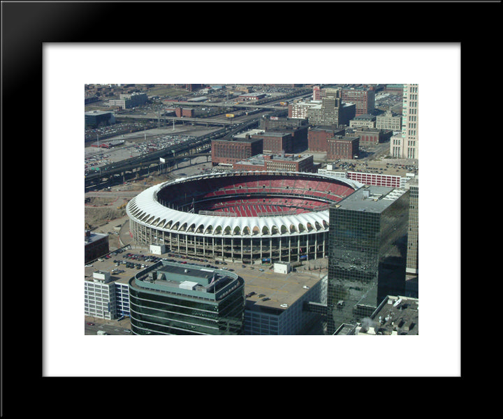 Busch Stadium 20x24 Black Modern Wood Framed Art Print Poster