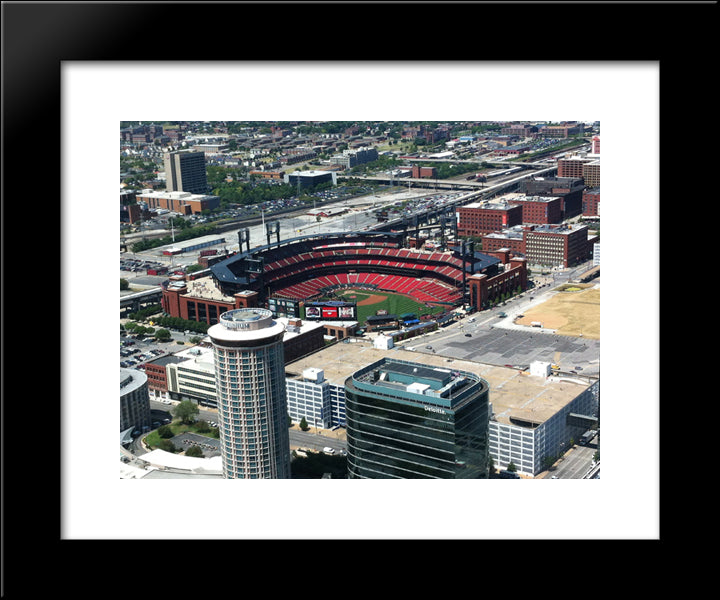 Busch Stadium 20x24 Black Modern Wood Framed Art Print Poster