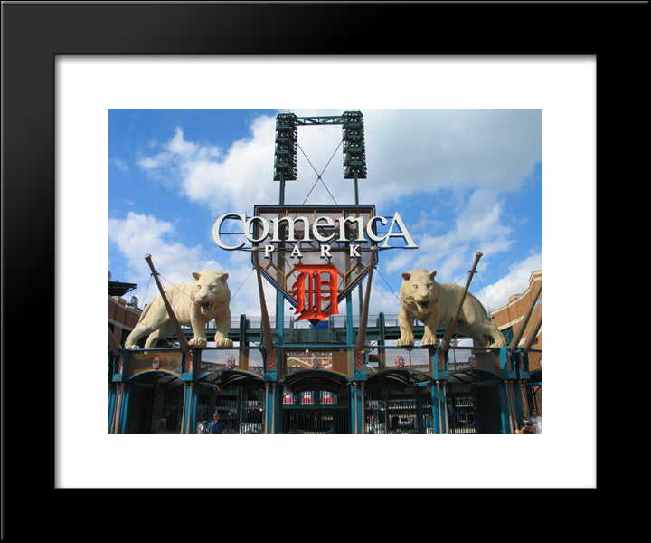 Comerica Park 20x24 Black Modern Wood Framed Art Print Poster