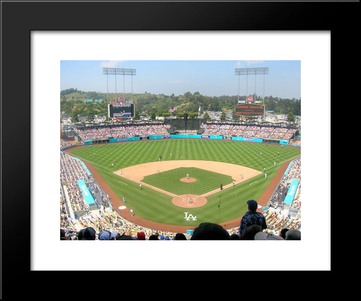 Dodger Stadium 20x24 Black Modern Wood Framed Art Print Poster