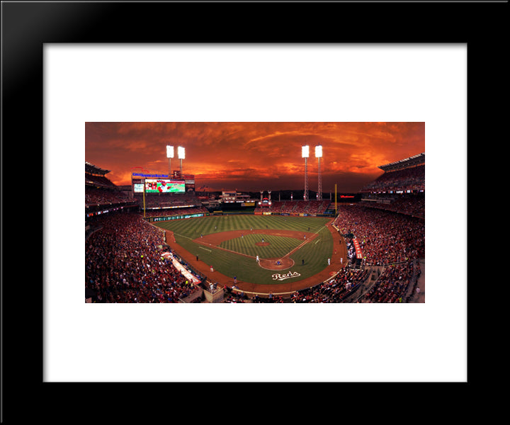 Great American Ballpark 20x24 Black Modern Wood Framed Art Print Poster