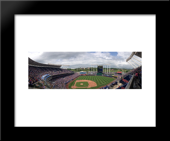 Kauffman Stadium 20x24 Black Modern Wood Framed Art Print Poster