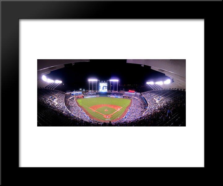 Kauffman Stadium 20x24 Black Modern Wood Framed Art Print Poster