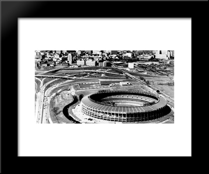 Atlanta Fulton County Stadium 20x24 Black Modern Wood Framed Art Print Poster