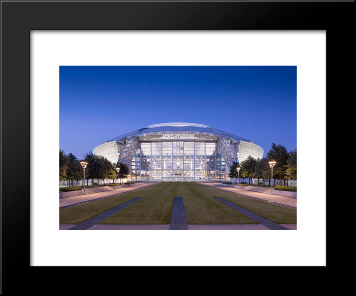 At&T Stadium 20x24 Black Modern Wood Framed Art Print Poster