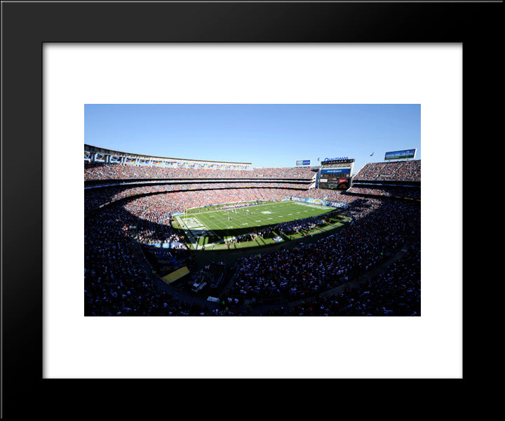Qualcomm Stadium 20x24 Black Modern Wood Framed Art Print Poster
