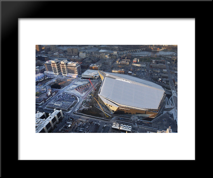 U.S. Bank Stadium 20x24 Black Modern Wood Framed Art Print Poster