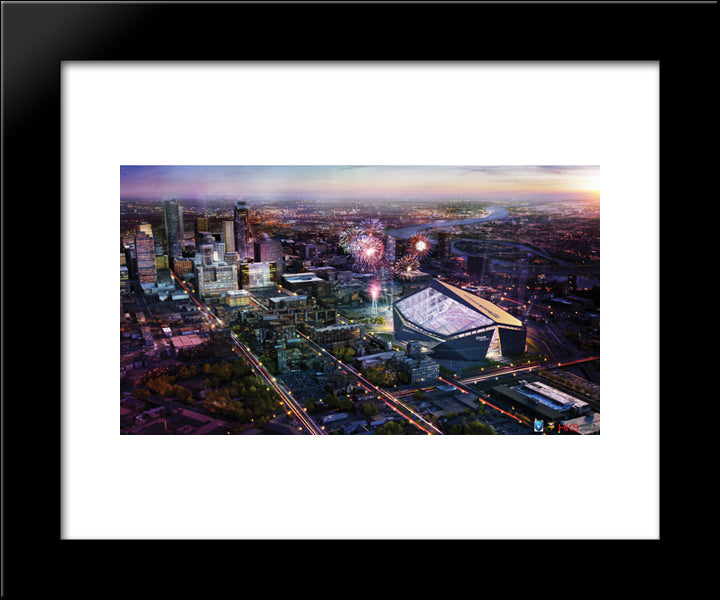 U.S. Bank Stadium 20x24 Black Modern Wood Framed Art Print Poster
