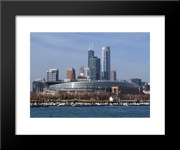 Soldier Field 20x24 Black Modern Wood Framed Art Print Poster