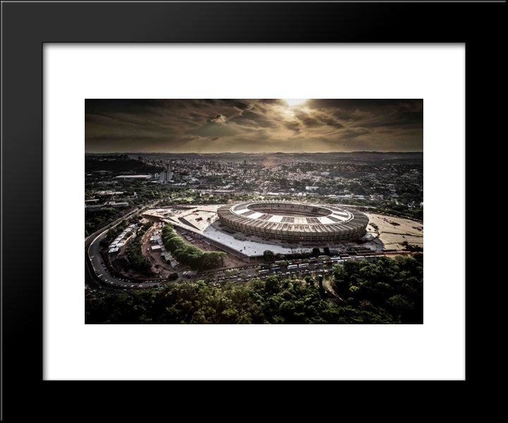 Mineirao Stadium 20x24 Black Modern Wood Framed Art Print Poster