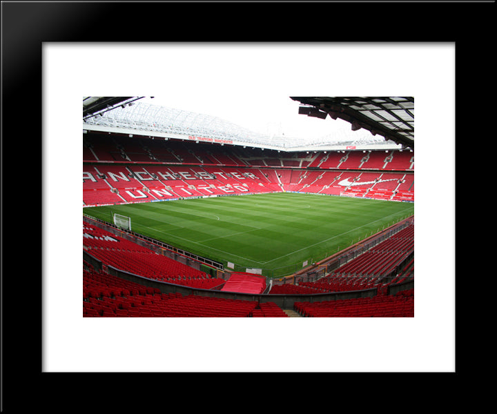 Manchester United Old Trafford 20x24 Black Modern Wood Framed Art Print Poster