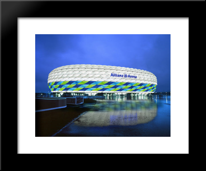 The Allianz Arena 20x24 Black Modern Wood Framed Art Print Poster