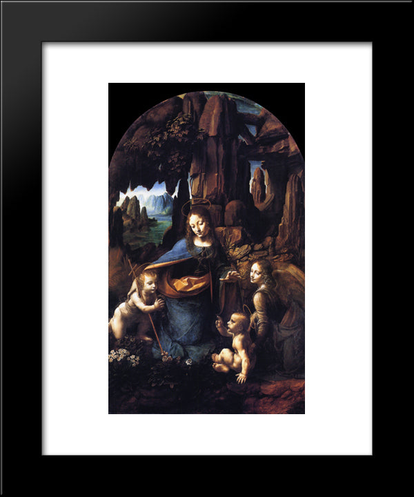 Virgin Of The Rocks 20x24 Black Modern Wood Framed Art Print Poster by da Vinci, Leonardo
