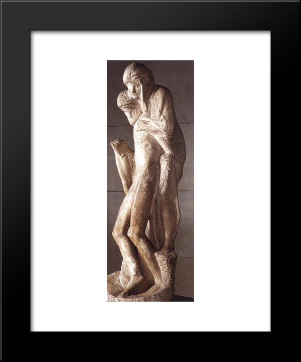 Pieta Rondanini (Unfinished) 20x24 Black Modern Wood Framed Art Print Poster by Michelangelo
