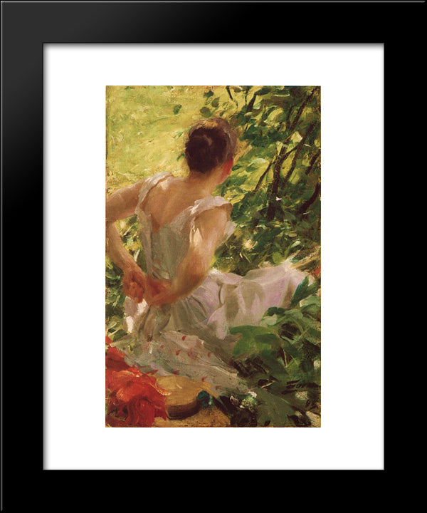 Woman Dressing 20x24 Black Modern Wood Framed Art Print Poster by Zorn, Anders