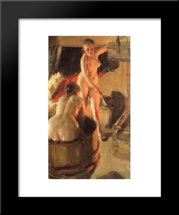 Women Bathing In The Sauna 20x24 Black Modern Wood Framed Art Print Poster by Zorn, Anders