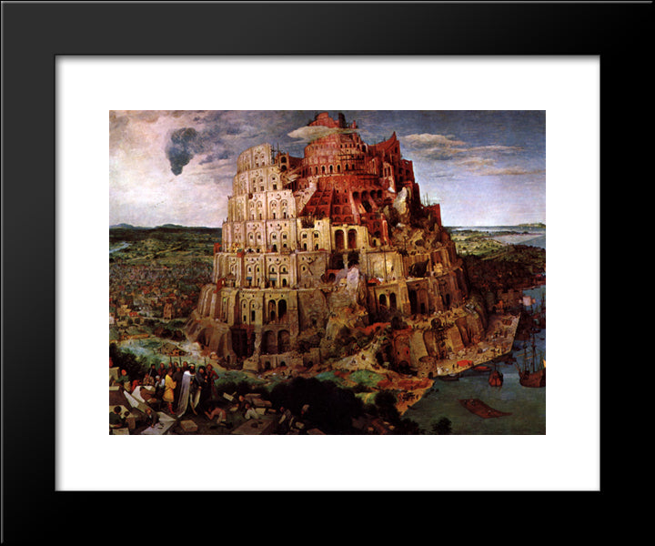 The Tower Of Babel 20x24 Black Modern Wood Framed Art Print Poster by Bruegel the Elder, Pieter