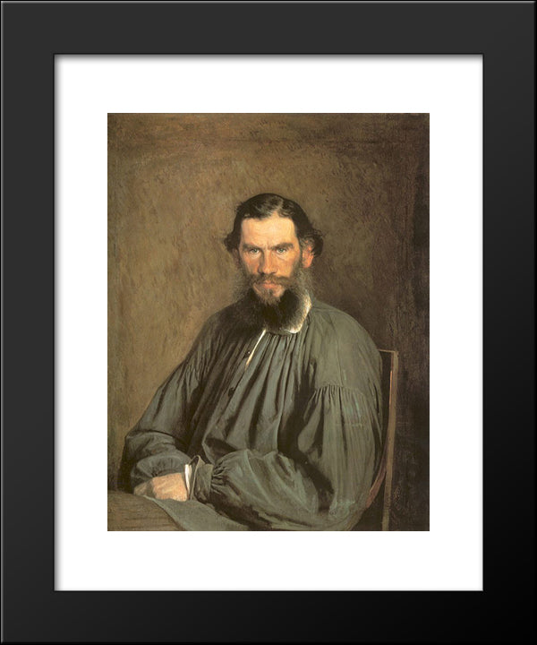 Portrait Of The Writer Leo Tolstoy 20x24 Black Modern Wood Framed Art Print Poster by Kramskoi, Ivan Nikolaevich