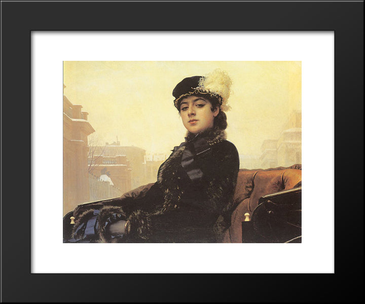 Portrait Of A Woman 20x24 Black Modern Wood Framed Art Print Poster by Kramskoi, Ivan Nikolaevich