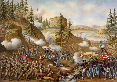 Battle of Chattanooga Drawing 3 White Modern Wood Framed Art Print with Double Matting by Lee, Rachel