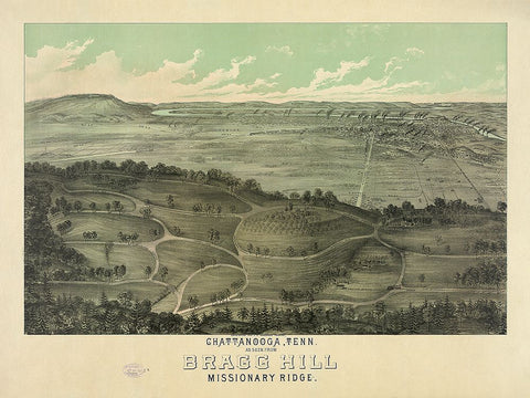 Bragg Hill Wood Cut 1887 Black Ornate Wood Framed Art Print with Double Matting by Lee, Rachel