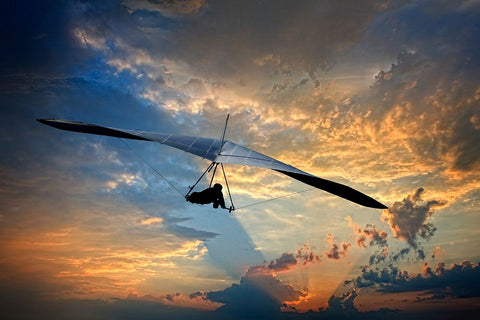 Chattanooga Hang Gliding Black Modern Wood Framed Art Print by Lee, Rachel