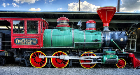 Choo Choo Train Black Modern Wood Framed Art Print by Lee, Rachel