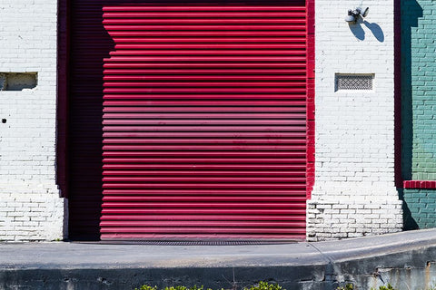 Red Garage 2 Black Modern Wood Framed Art Print by Malone, Will