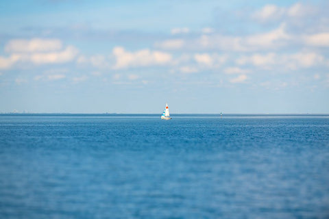 Sail Away White Modern Wood Framed Art Print with Double Matting by Malone, Will