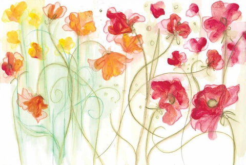 Spring Garden II White Modern Wood Framed Art Print with Double Matting by Adkin, Arielle