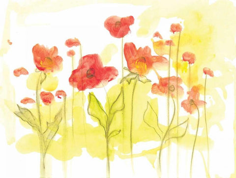 Spring Garden VI White Modern Wood Framed Art Print with Double Matting by Adkin, Arielle