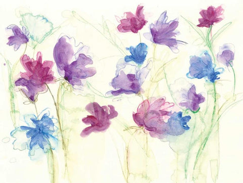 Spring Garden VII White Modern Wood Framed Art Print with Double Matting by Adkin, Arielle