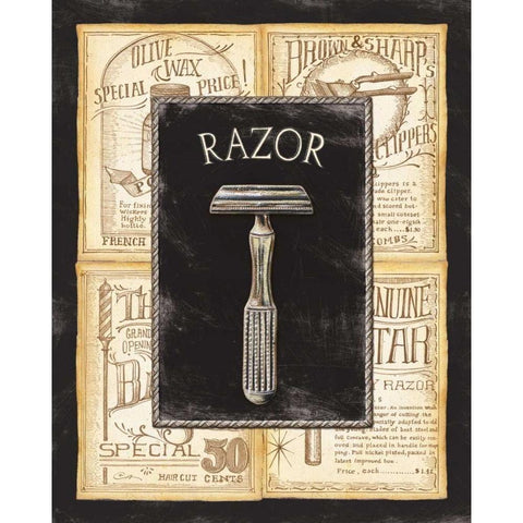 Grooming Razor Gold Ornate Wood Framed Art Print with Double Matting by Audrey, Charlene