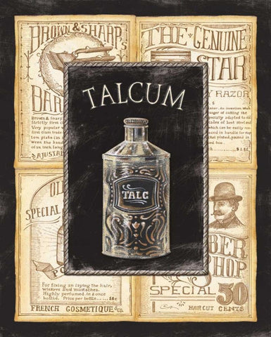 Grooming Talcum Black Ornate Wood Framed Art Print with Double Matting by Audrey, Charlene
